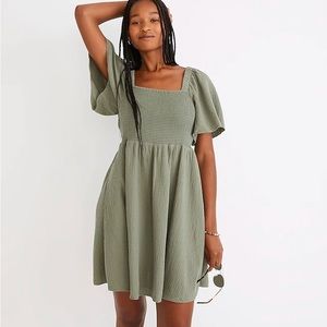 Madewell Lightspun Lucie Smocked Tie-Back Mini Dress, size small